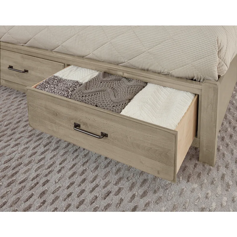 Cool Rustic-Clear Maple X Bed With Footboard Storage - Queen