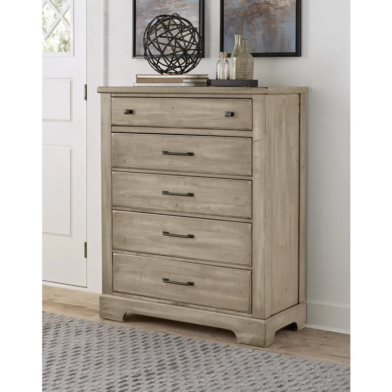 Cool Rustic-Clear Maple Chest 5 Drawer
