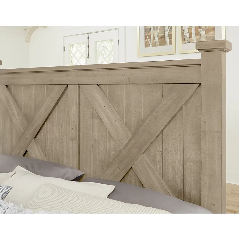 Cool Rustic-Clear Maple X Bed With Footboard Storage - Queen