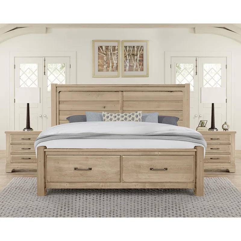 Cool Rustic-Clear Maple Storage Footboard - Queen