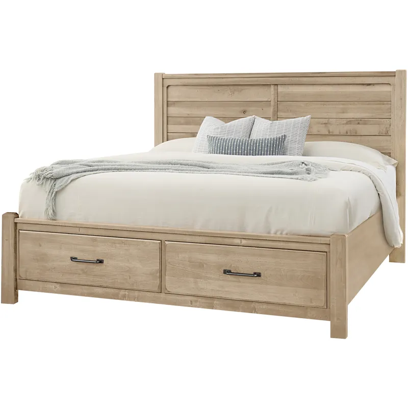 Cool Rustic-Clear Maple Storage Footboard - Queen