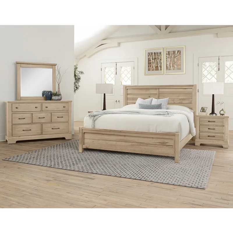 Cool Rustic-Clear Maple Plank Bed - King