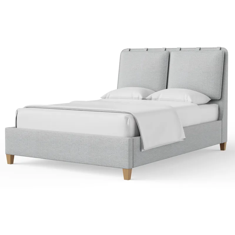 Pure Maple-Maple Syrup Blue Mist Upholstered Headboard - Queen