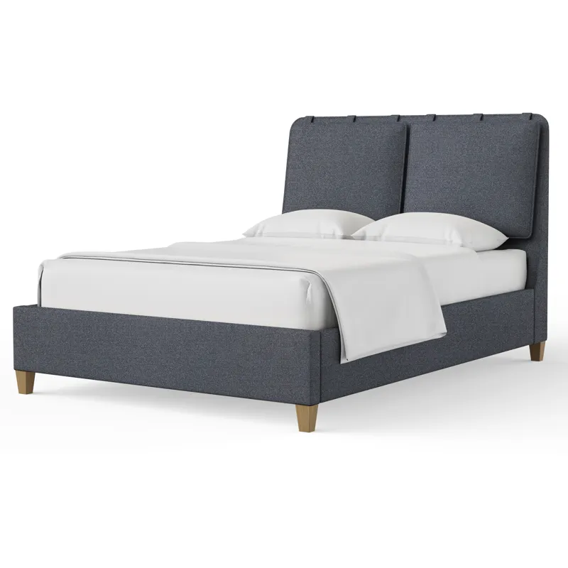 Pure Maple-Maple Syrup Navy Tweed Upholstered Headboard - Queen