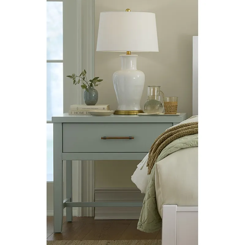Pure Maple-Sage Bedside Table 1 Drawer
