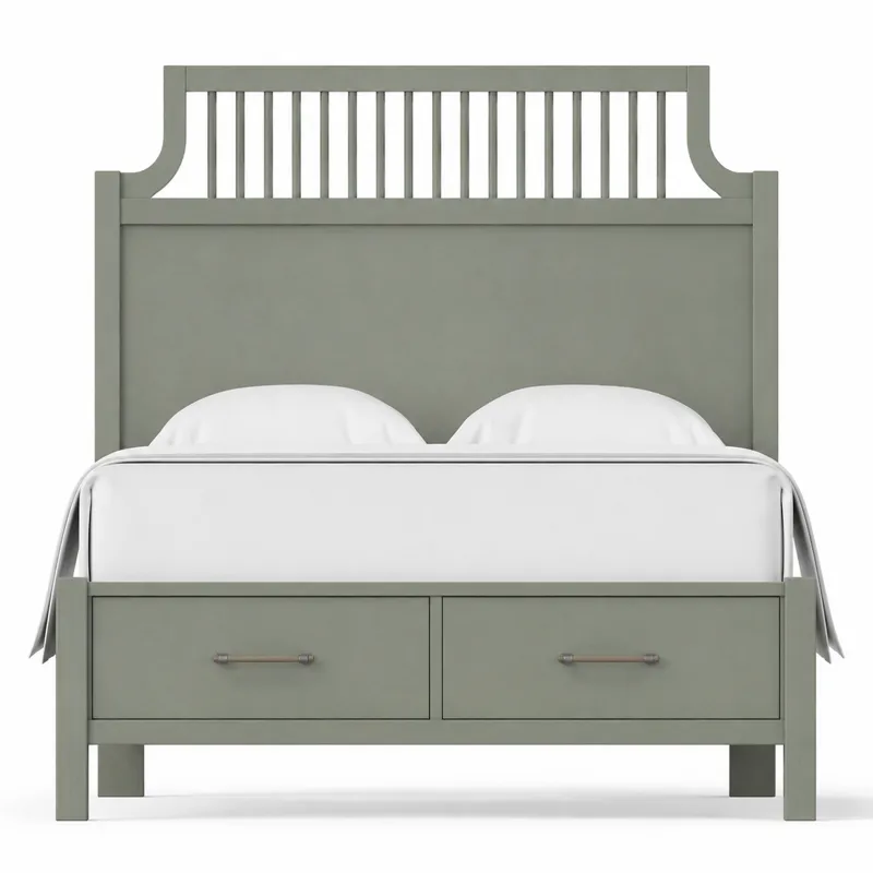 Pure Maple-Sage Garden Storage Bed - Queen