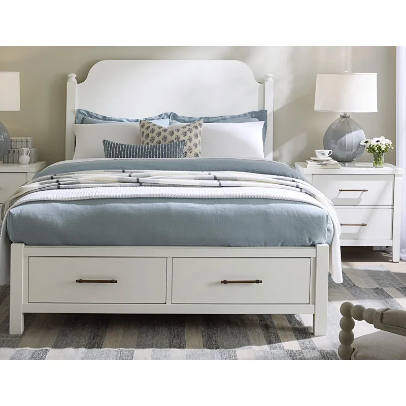 Pure Maple-Cottage White Poster Storage Bed - King