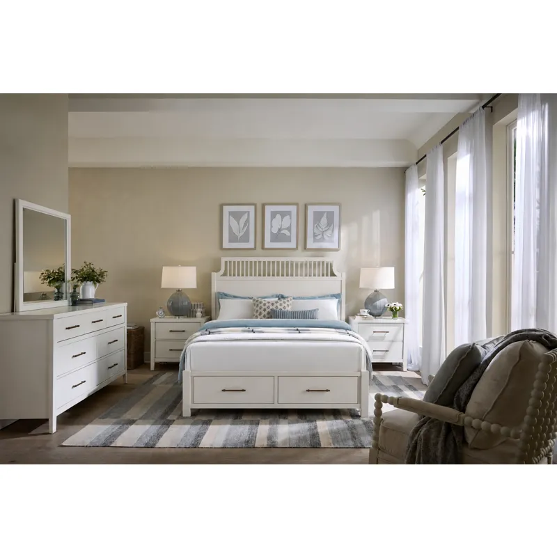 Pure Maple-Cottage White Garden Storage Bed - King