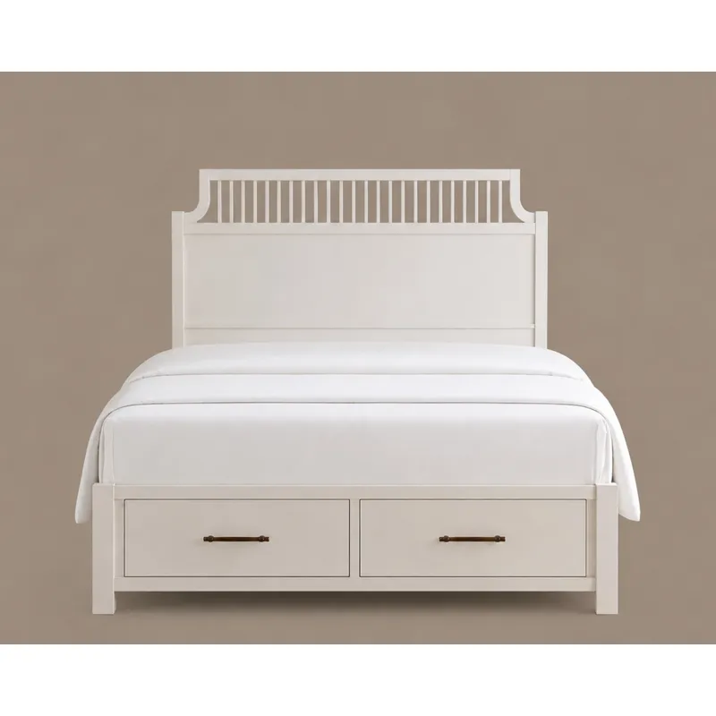 Pure Maple-Cottage White Garden Storage Bed - King