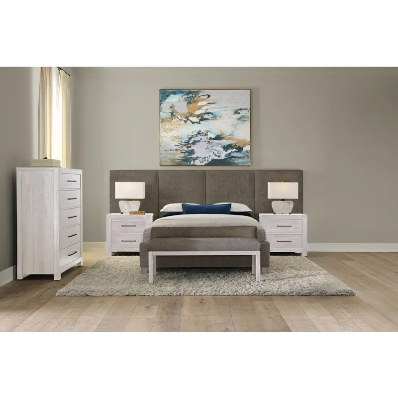 Joinery-Washed White Oak Upholstered Wallbed-Brindle Grey - Queen