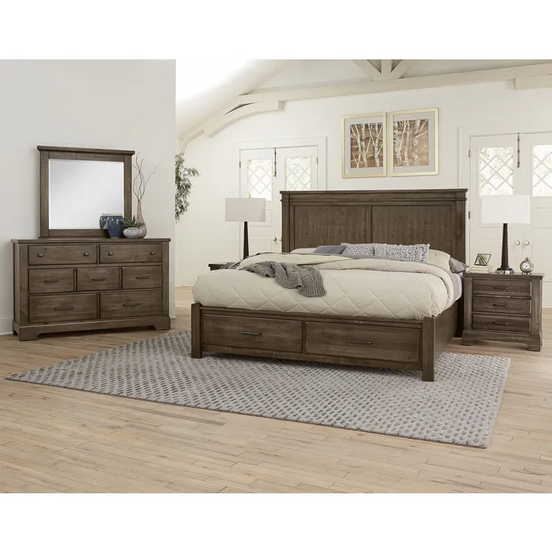 Cool Rustic King Mansion Bed with Footboard Storage