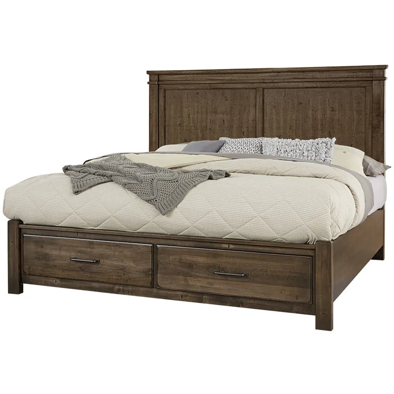 Cool Rustic King Mansion Bed with Footboard Storage