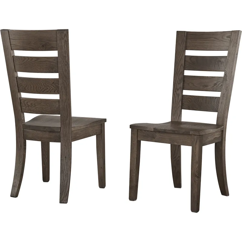Dovetail Dining-Aged Grey Horizontal Slat Side Chair