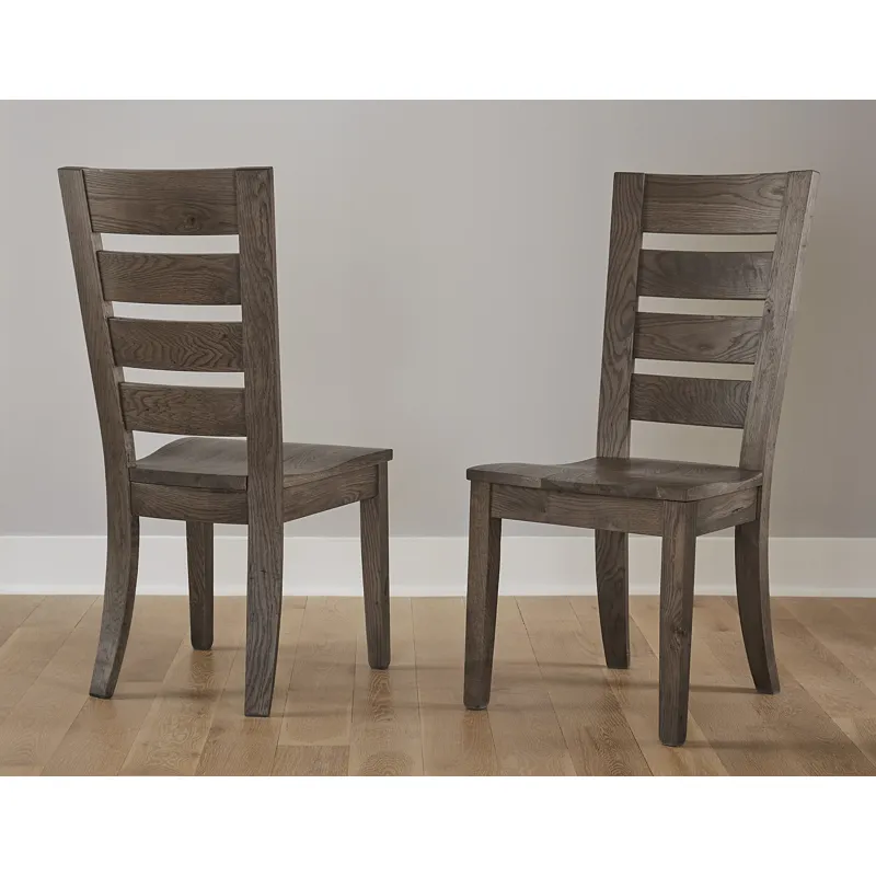 Dovetail Dining-Aged Grey Horizontal Slat Side Chair