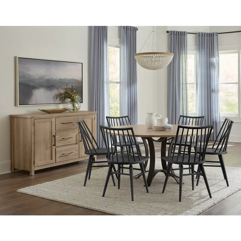 Dovetail Dining-Bleached White 60" Round Table And Base