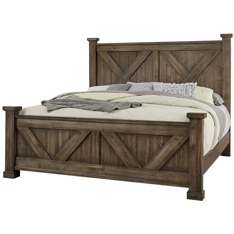 Cool Rustic King X Bed - Mink