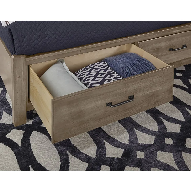 Cool Rustic King Mansion Bed with Footboard Storage -Stone Grey