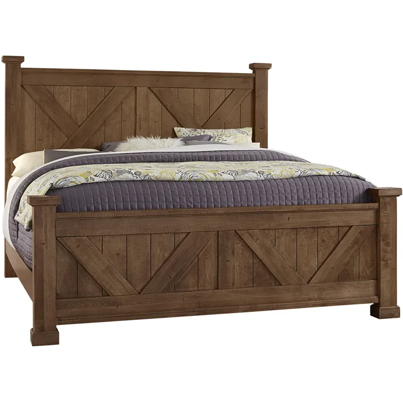 Cool Rustic Cal King X Bed w/ X Footboard -Amber