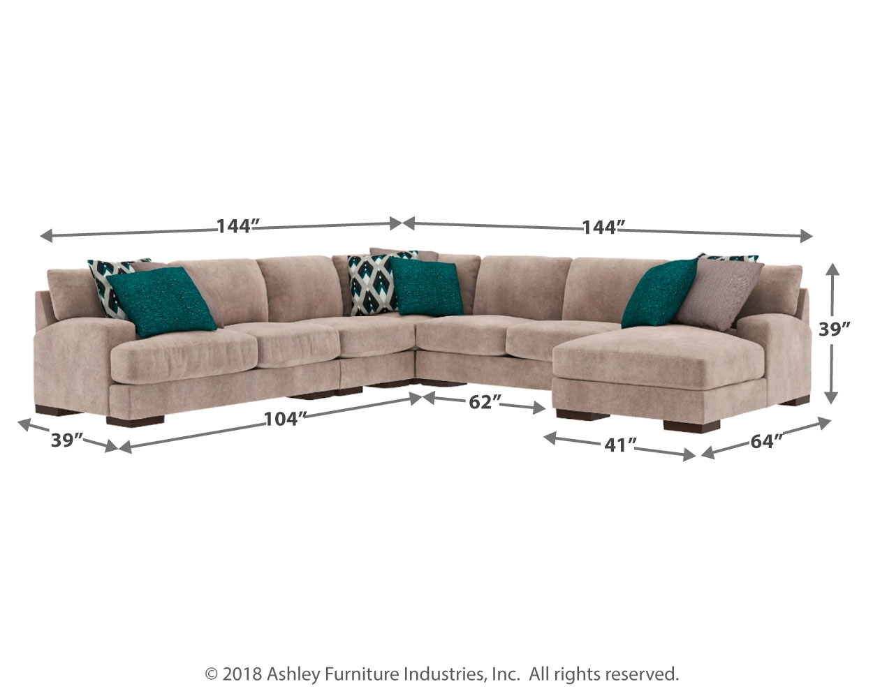 Bardarson 5Piece Sectional with Chaise by Ashley Furniture