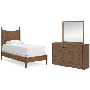 Linden Row Twin Post Panel Bed, Dresser and Mirror
