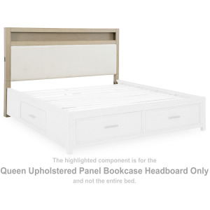 Calmoro Queen Upholstered Panel Bookcase Headboard