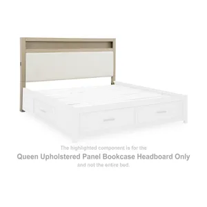 Calmoro Queen Upholstered Panel Bookcase Headboard