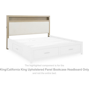 Calmoro King/California King Upholstered Panel Bookcase Headboard