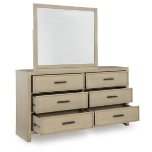Calmoro Queen Bookcase Bed, Dresser and Mirror