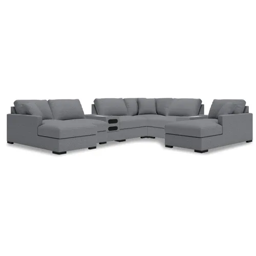 Omaha by Ashley 8-Piece Double Chaise Sectional with Audio and Storage Consoles