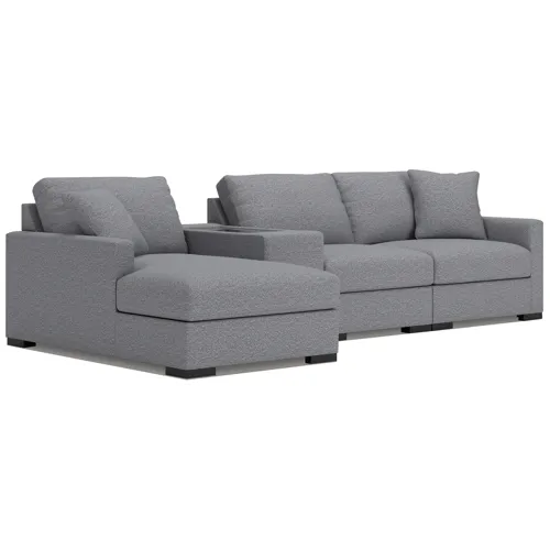 Omaha by Ashley 4-Piece Sectional with Chaise and Storage Console