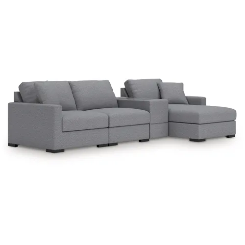Omaha by Ashley 4-Piece Sectional with Chaise and Storage Console