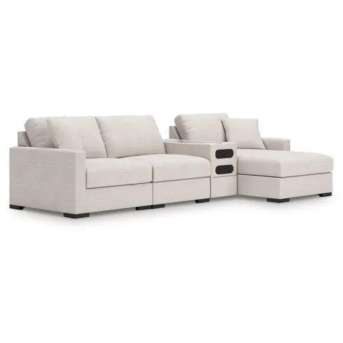 Omaha by Ashley 4-Piece Sectional with Chaise and Audio Console