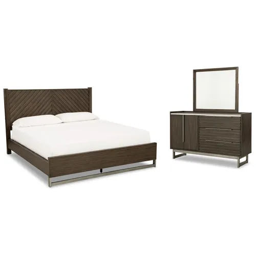 Arkenton King Panel Bed, Dresser and Mirror