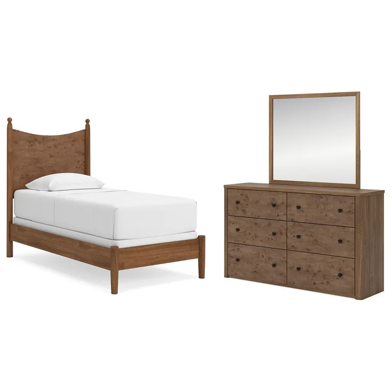 Linden Row Twin Post Panel Bed, Dresser and Mirror