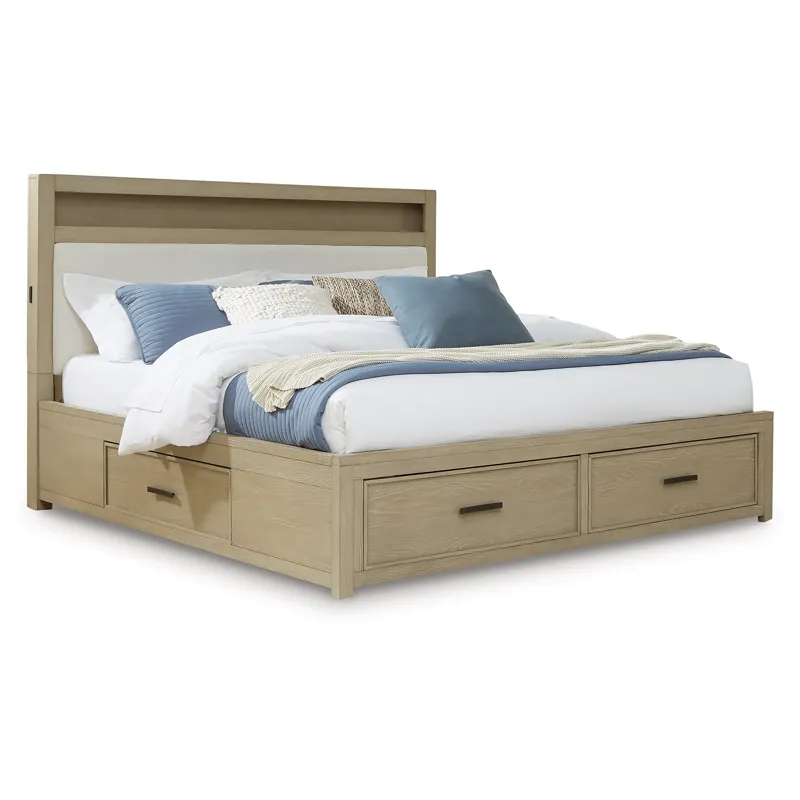 Calmoro Queen Bookcase Bed, Dresser and Mirror