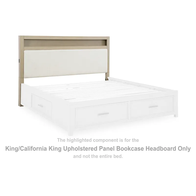 Calmoro King/California King Upholstered Panel Bookcase Headboard