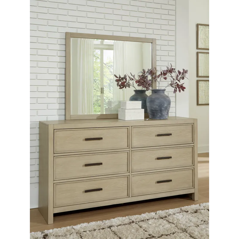 Calmoro Queen Bookcase Bed, Dresser and Mirror