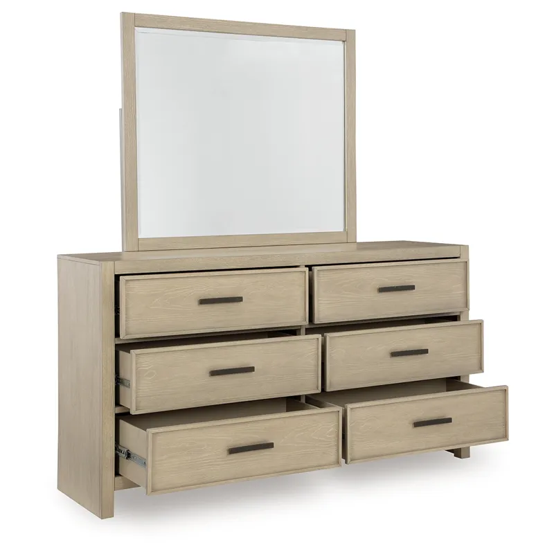 Calmoro Queen Bookcase Bed, Dresser and Mirror