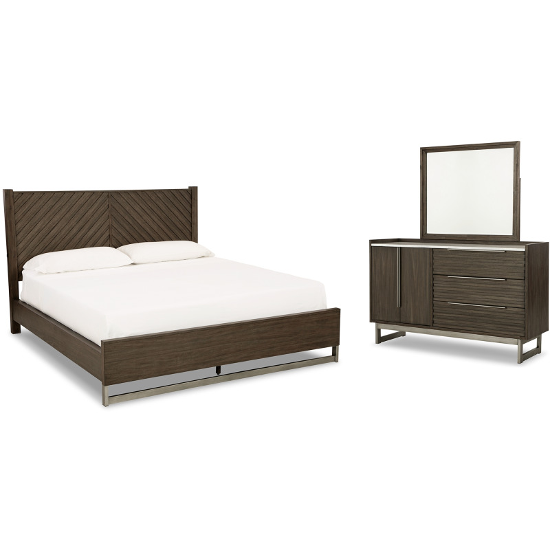 Arkenton King Panel Bed, Dresser and Mirror - Thumbnail 2