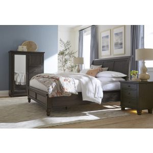 Cambridge 5 PC  Sleigh Storage Bedroom Set - Cracked Pepper