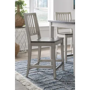 Caraway Counter Height Chair w/ Wood - Aged Ivory