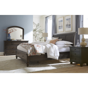 Cambridge 5 PC  Sleigh Storage Bedroom Set - Cracked Pepper