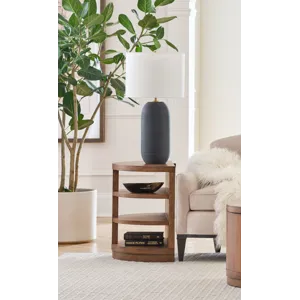 Caden Demilune End Table - Spiced Caramel