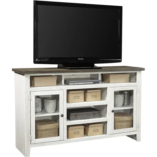 Eastport 65" Highboy Console w/ 2 Doors - Drifted White