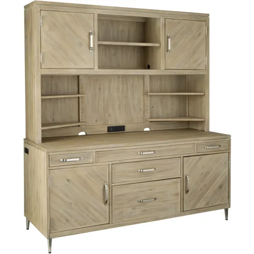 Maddox Credenza Desk & Hutch - Biscotti