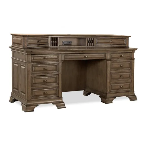 Arcadia Truffle 72" Credenza Desk w/sliding top & storage