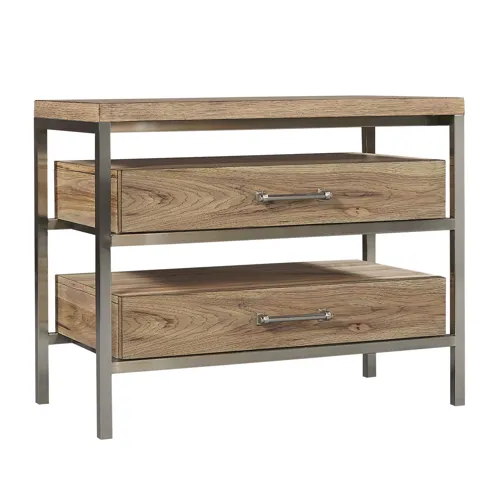 Paxton 2 Drawer Metal Nightstand - Fawn