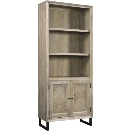 Harper Point Door Bookcase - Bleached Khaki
