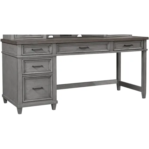 Caraway Single Pedestal Desk - Aged Slate
