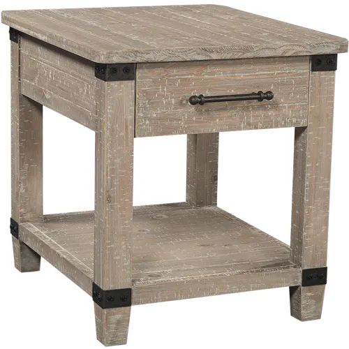 Foundry End Table - Weathered Stone